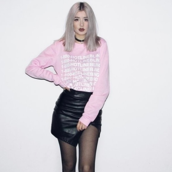 Drake 1-800-Hotline Bling Pink Crewneck Sweater - Picture 1 of 7